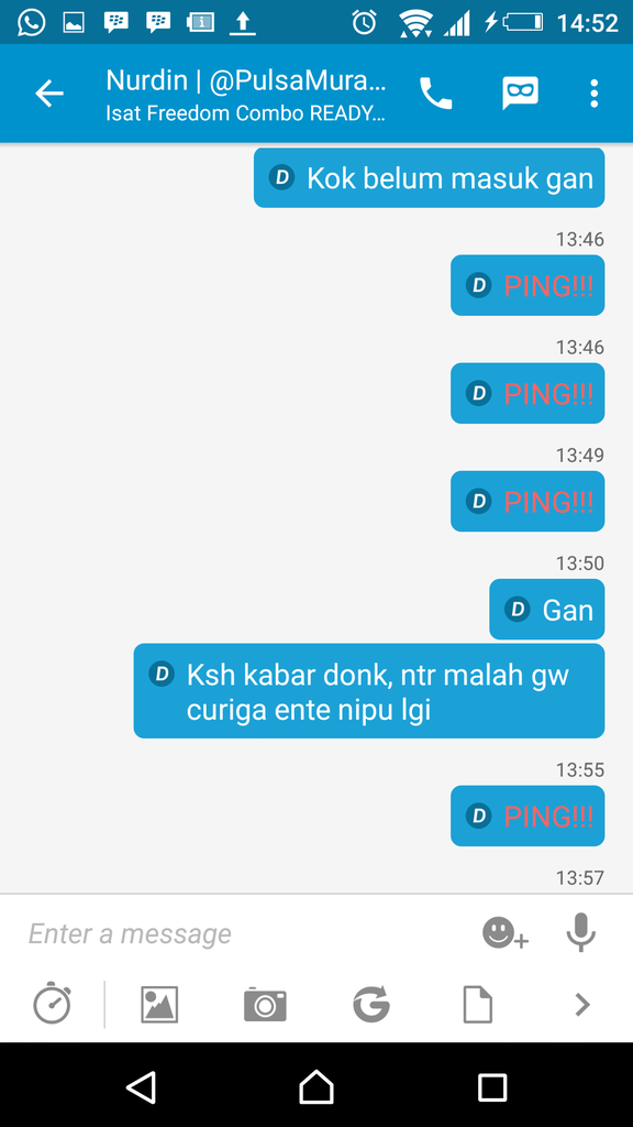 PENIPUAN KUOTA INTERNET MURAH ID: efulsemprul A.K.A NURDIN