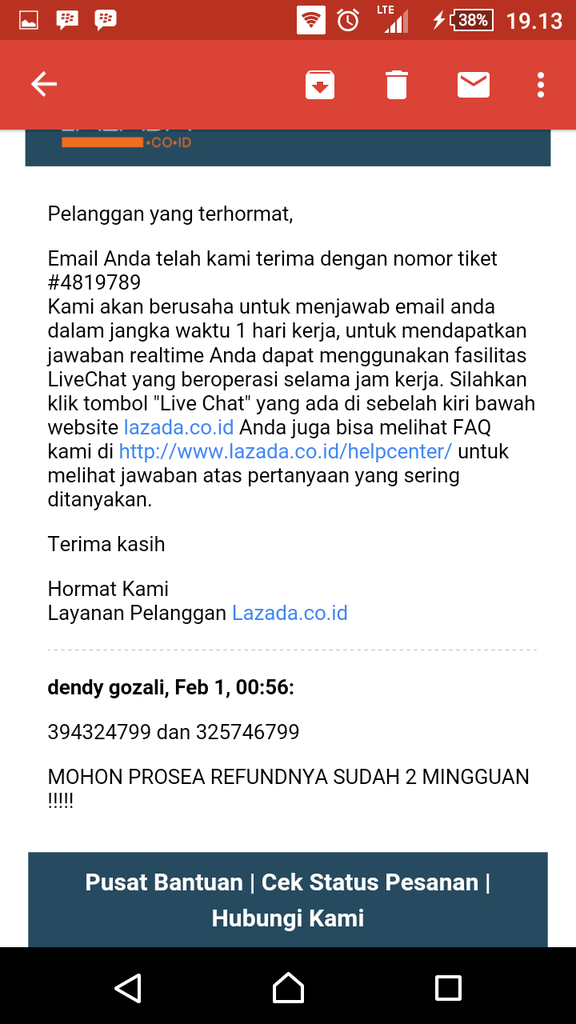 Lazada, sudah 3 minggu, proses refund tidak cair