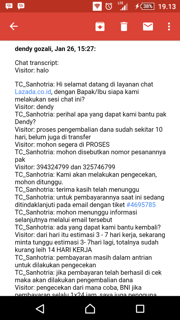 Lazada, sudah 3 minggu, proses refund tidak cair