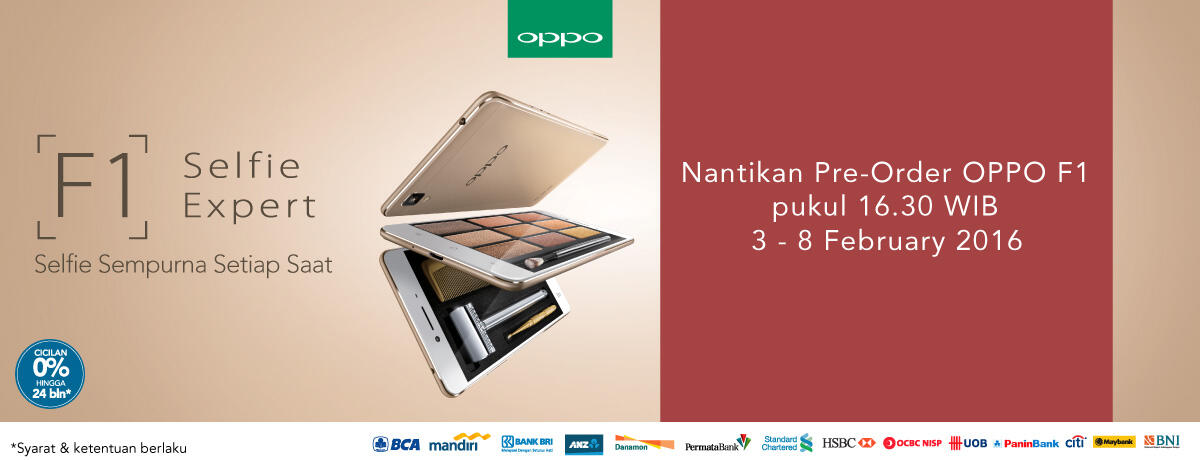 &#91;Free Exclusive Accessories&#93; Pre-Order OPPO F1 @Blibli ~8 Feb 2016 mulai Rp 3.499.000