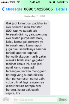 Penipuan oleh ADE ALERIC FAMEAKAN. Ada yang bisa bantu?