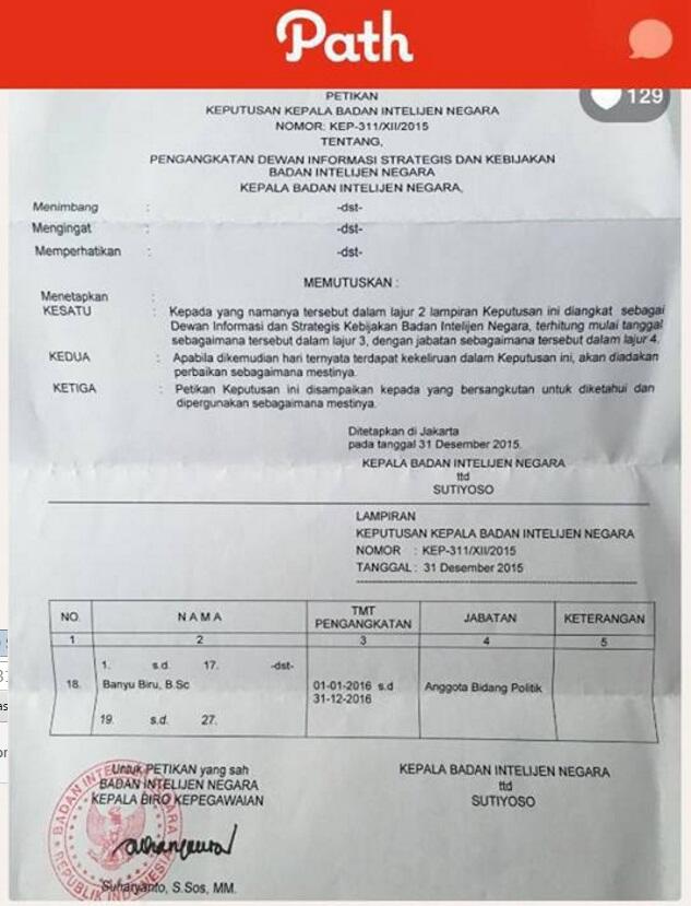 Banyu Biru Mundur & Hanya Dipecat dari BIN? Harusnya di Pidana, bahkan Diikarungin!