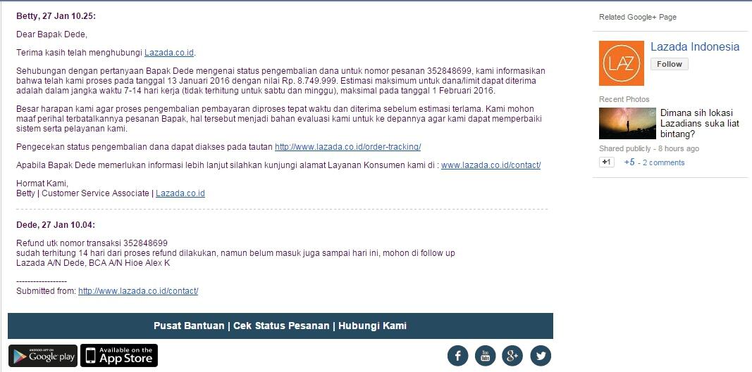 SURAT TERBUKA UNTUK LAZADA : KASUS REFUND