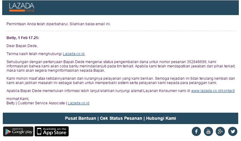 SURAT TERBUKA UNTUK LAZADA : KASUS REFUND