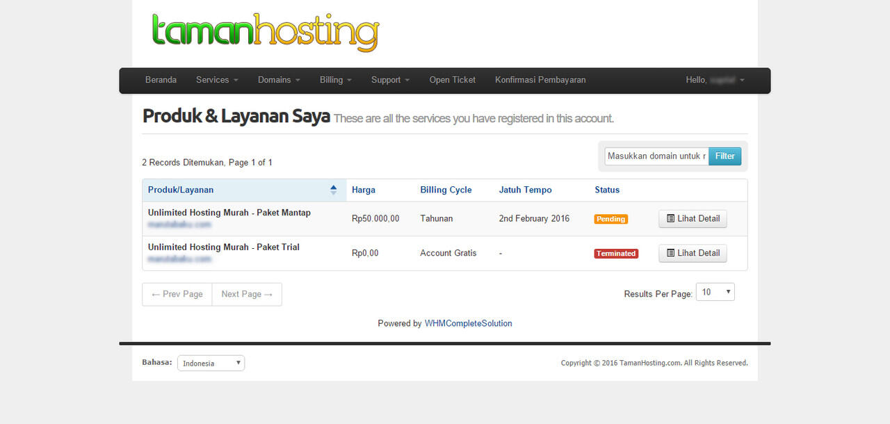 pengalaman bersama TAMANHOSTING.COM