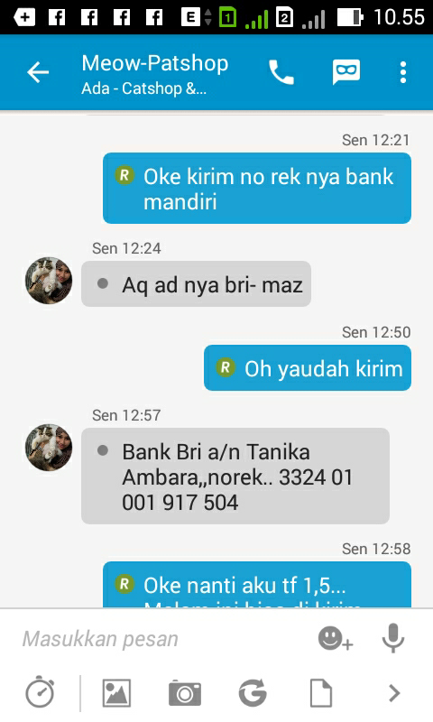 penipu penjual kucing rek BRI Tanika Ambara