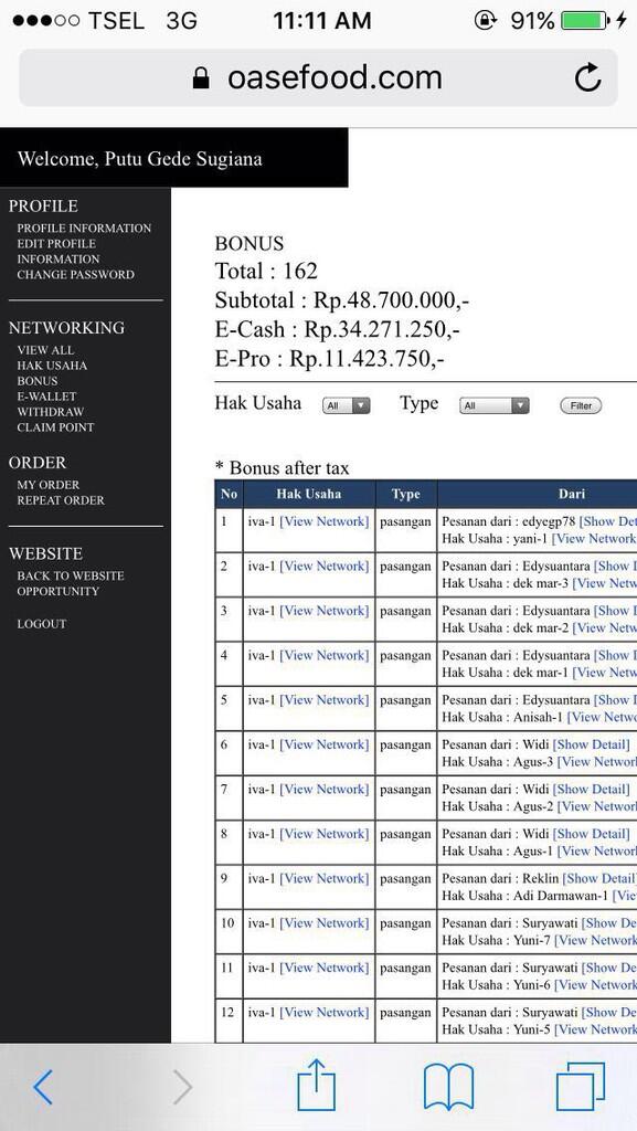 OASE FOOD INDONESIA MLM TERBARU 2016