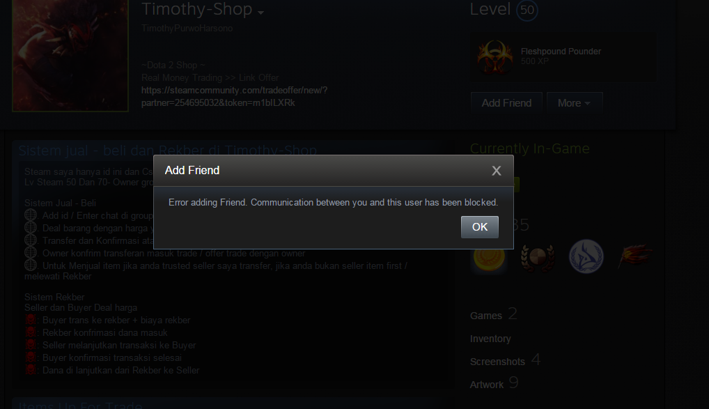 PENIPUAN MIDDLEMAN ATAS NAMA TIMOTHY DOTA 2