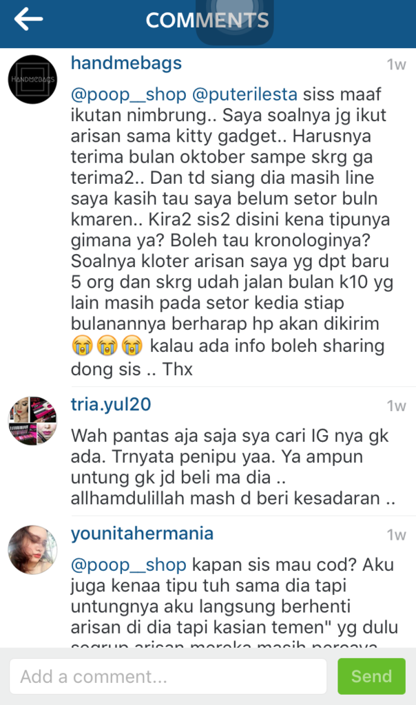 MODUS PENIPUAN ARISAN IPHONE INSTAGRAM @KITTYGADGET
