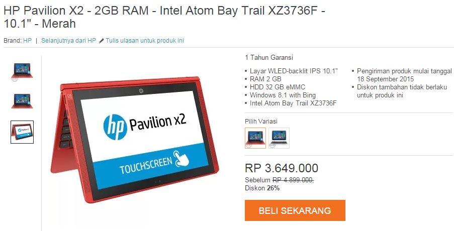 &#91;FLASH SALE&#93; HP Pavilion X2-Merah @LazadaID