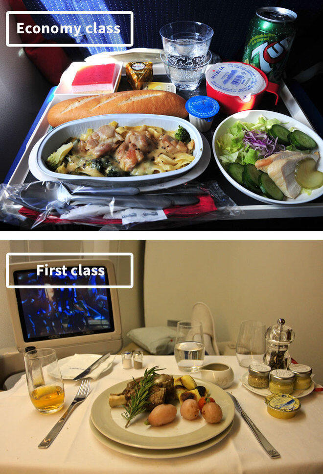 &#91;FOTO&#93; Beda Makan Kelas di Pesawat Ini Bikin Laper