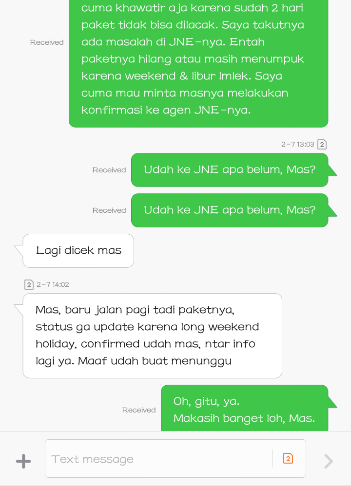 Paket JNE Berstatus Tidak Jelas