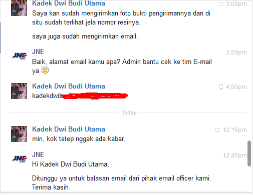 Paket JNE Berstatus Tidak Jelas
