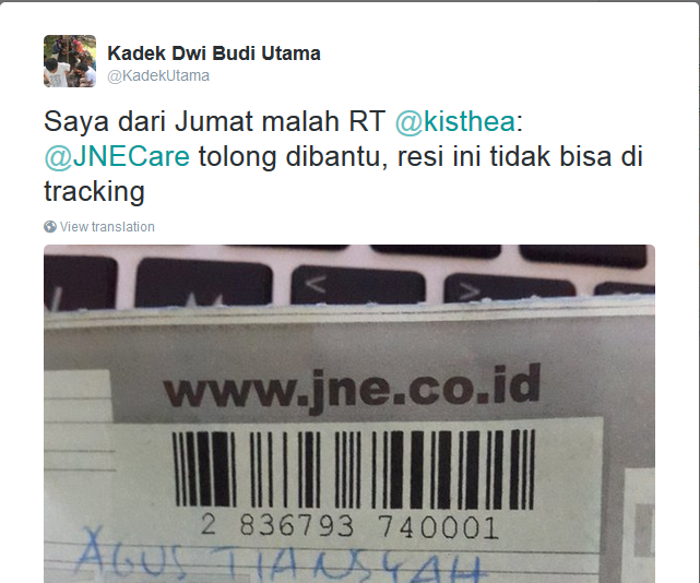 Paket JNE Berstatus Tidak Jelas