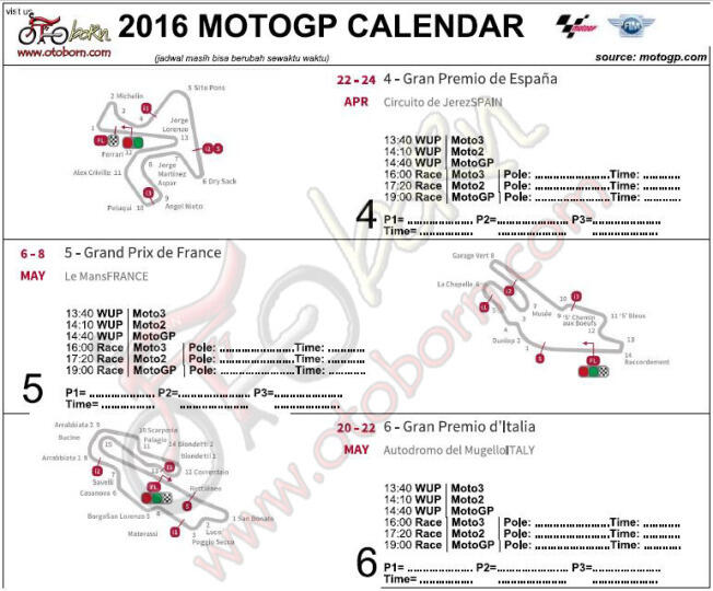 Catat Di Diary Gan ! Dorna Sports Rilis Kalender Jadwal MotoGP 2016