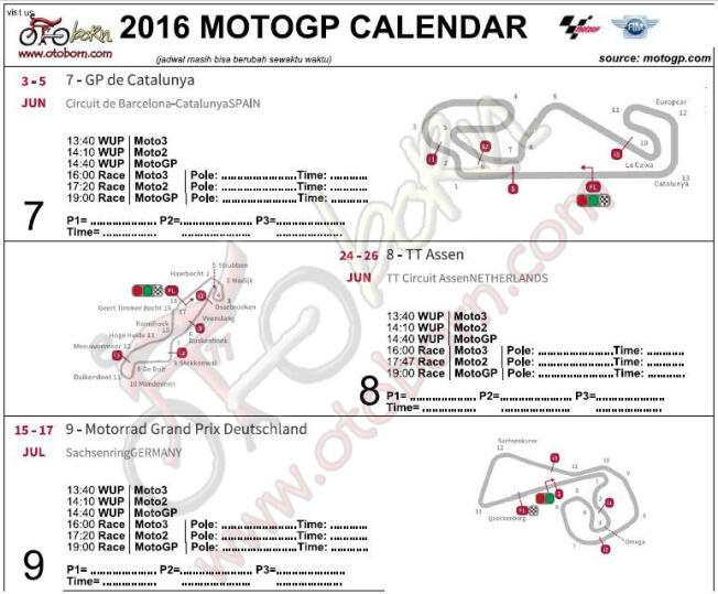 Catat Di Diary Gan ! Dorna Sports Rilis Kalender Jadwal MotoGP 2016
