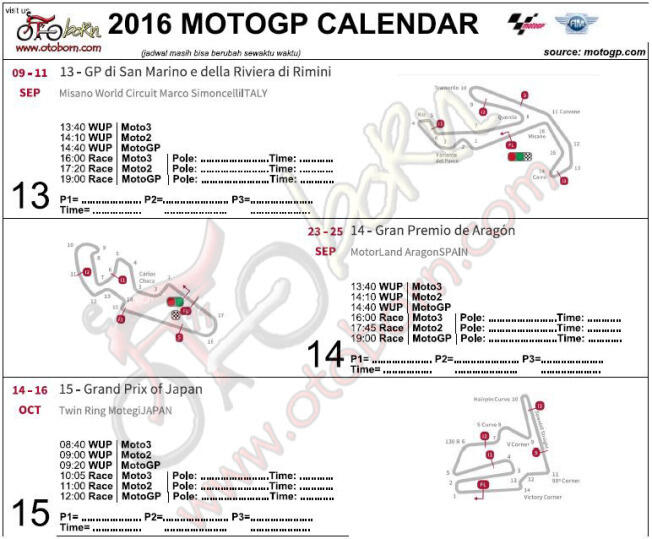 Catat Di Diary Gan ! Dorna Sports Rilis Kalender Jadwal MotoGP 2016