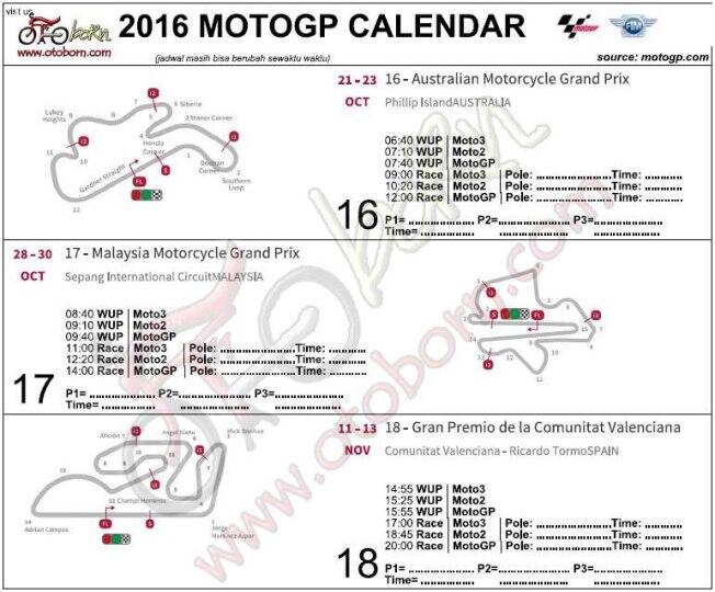 Catat Di Diary Gan ! Dorna Sports Rilis Kalender Jadwal MotoGP 2016