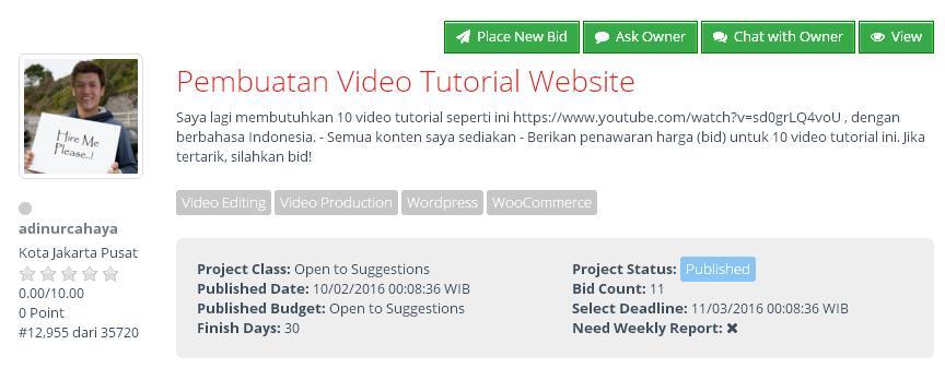 &#91;LOWONGAN FREELANCER&#93; Pembuatan Video Tutorial Website