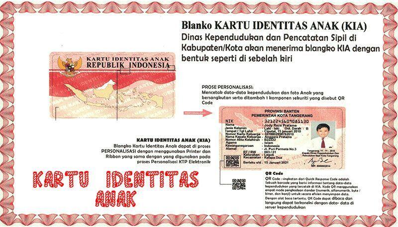 Kartu Identitas Anak (KIA) khusus untuk anak dibawah 17thn