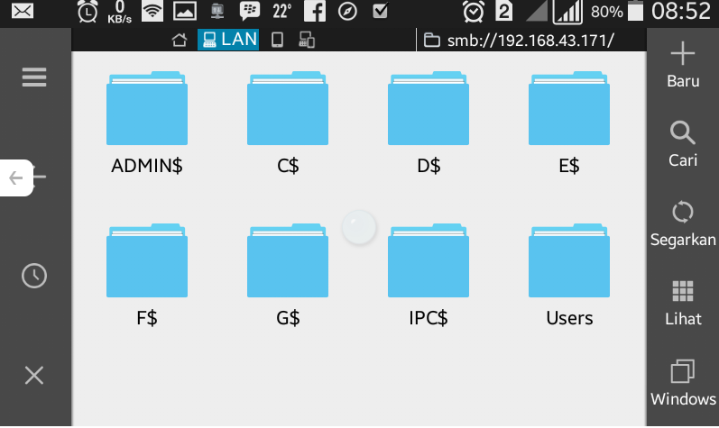 baru tau ane kalo ES file explorer bisa dipake buat remote file pc