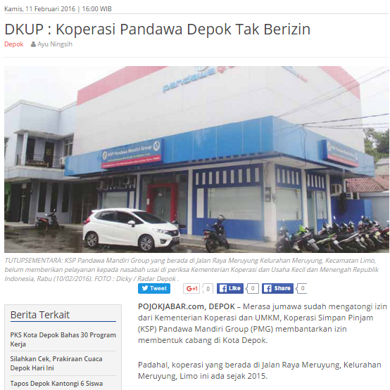 KSP Pandawa Mandiri Group, melakukan penyimpanan ? 