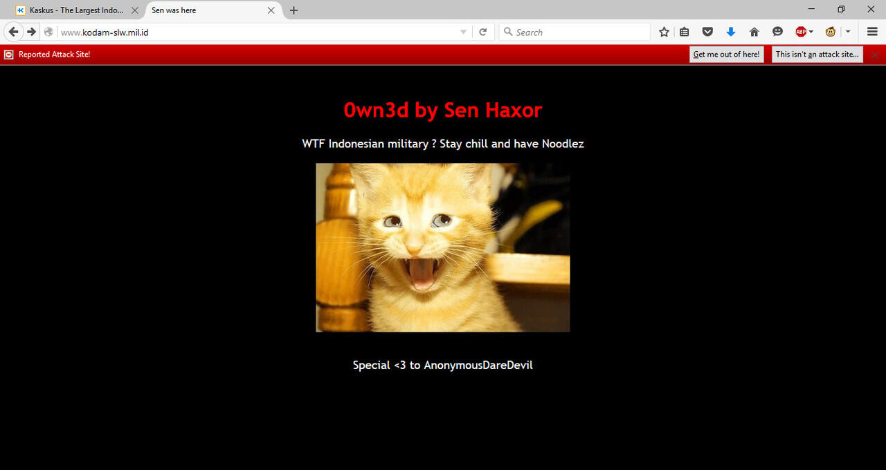 Website militer Indonesia kena hack?