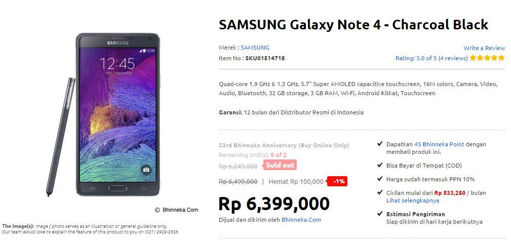 Samsung Galaxy Note 4: Termurah di Kaskus Jual Beli gan!