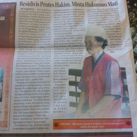 Residivis protes hakim, minta hukuman mati