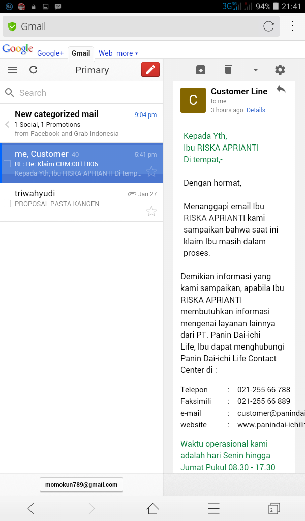 Kecewa dengan pelayanan klaim asuransi Panin Daiichi Life
