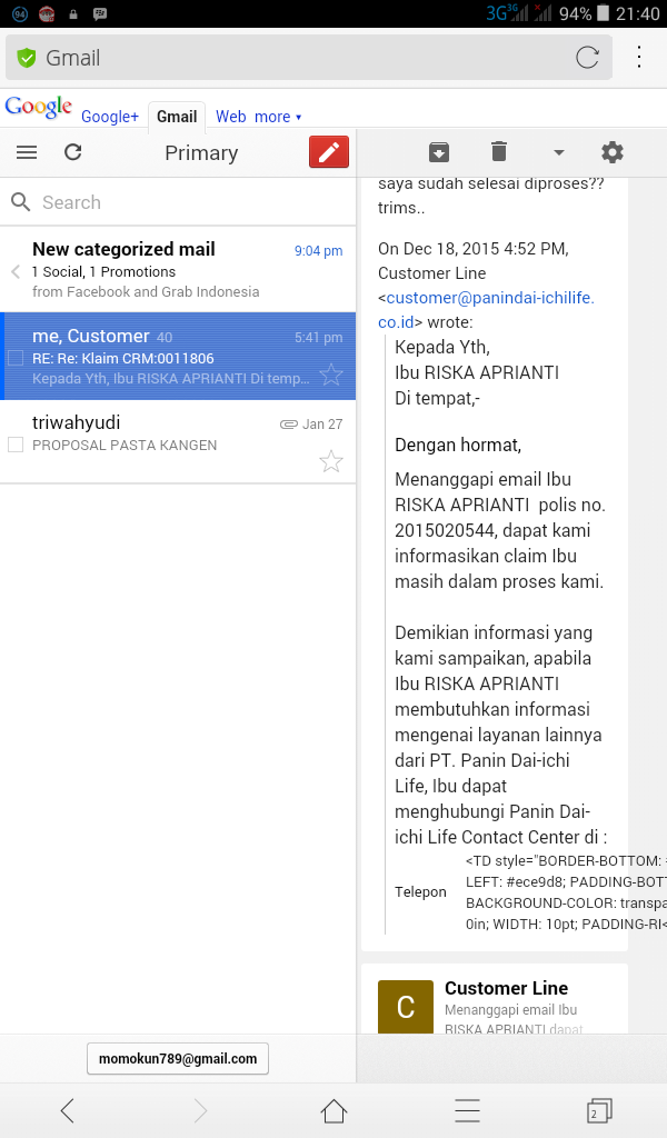 Kecewa dengan pelayanan klaim asuransi Panin Daiichi Life