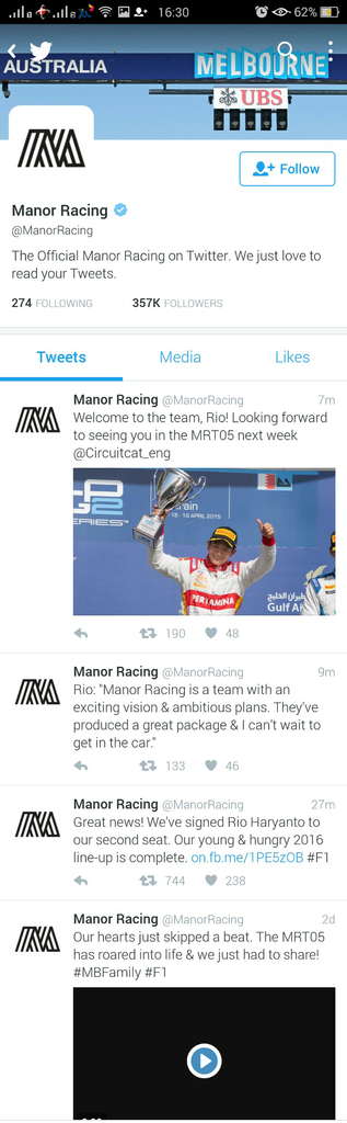 RESMI Rio Haryanto Bergabung di Tim Formula 1 Manor Racing! (Pict)