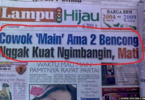 Refreshing: Kumpulan Foto Headline dan Berita Koran Paling Lucu (18+!!)