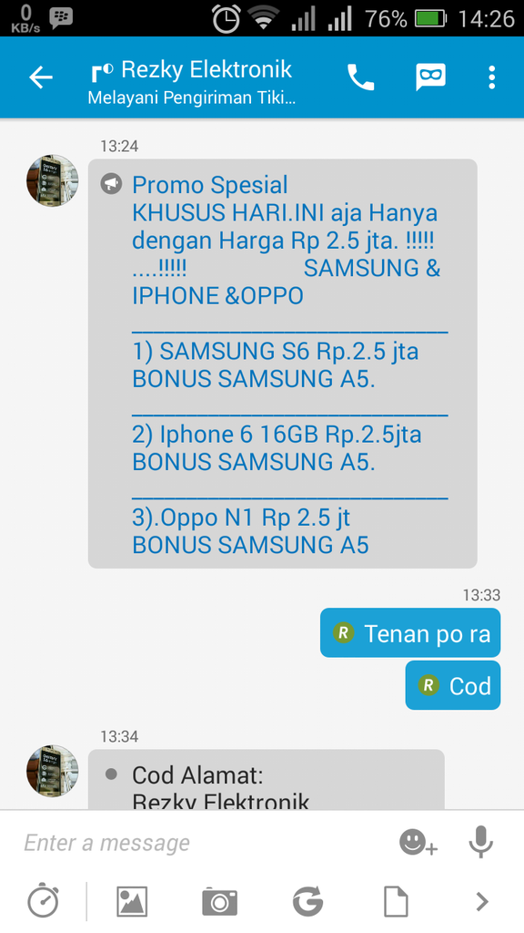 Hati hati penipuan jual hp online gan