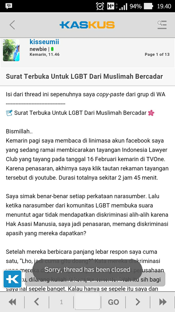 Surat Terbuka Untuk LGBT dari Muslimah Bercadar diclosed? Kaskus mendukung LGBT?