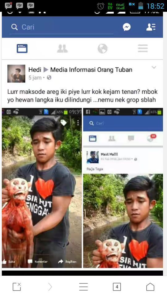 Sadis, Foto Siswa SMA Wungu Madiun Menguliti Monyet Di Facebook