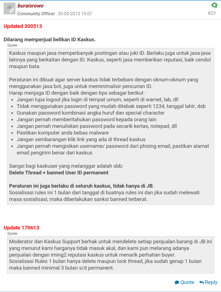 Sosialisasi Peraturan Baru - Sanksi BANNED PERMANENT