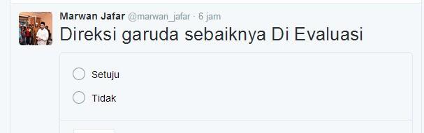Kecewa Kinerja Garuda Indonesia, Marwan Jafar Bikin Polling di Twitter