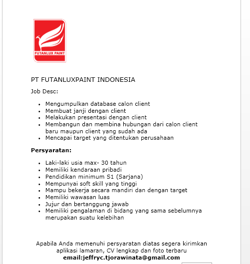 Sales PT Futanlux Chemitraco