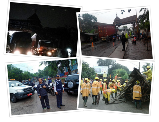Kontainer Tabrak Gapura Batas Wilayah Kota & Kabupaten Tangerang