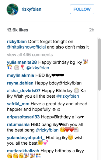 Rizky Febian Ulang Tahun, Ratusan Netizen Ucapkan Selamat