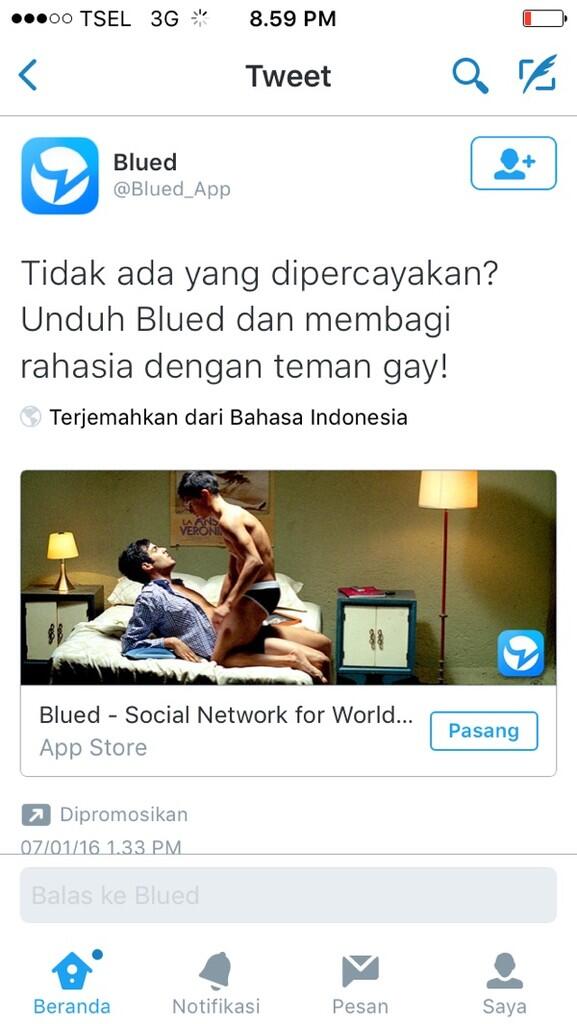 Berapa hari ga buka twitter, sekali buka ada iklan maho