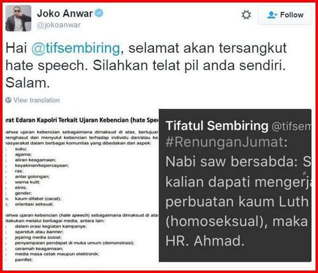 Edan ! Tifatul Kutip Hadits Nabi Soal LGBT, Joko Anwar Tuduh &quot;Hate Speech&quot; ?