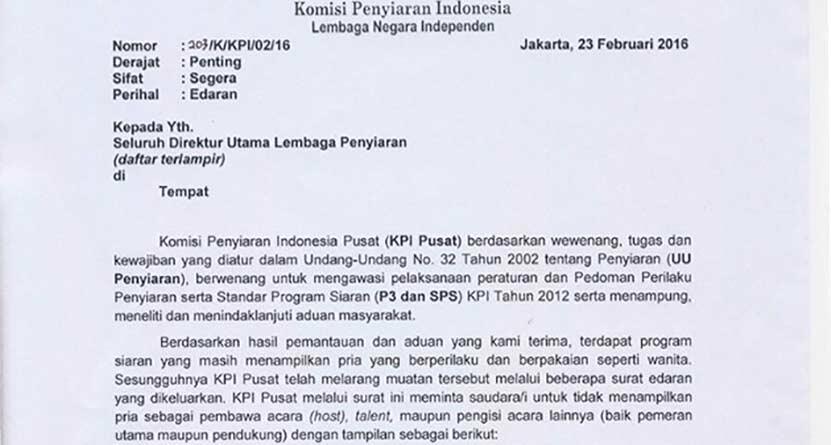 Menalaah Surat Edaran KPI Soal Pria Kewanitaan