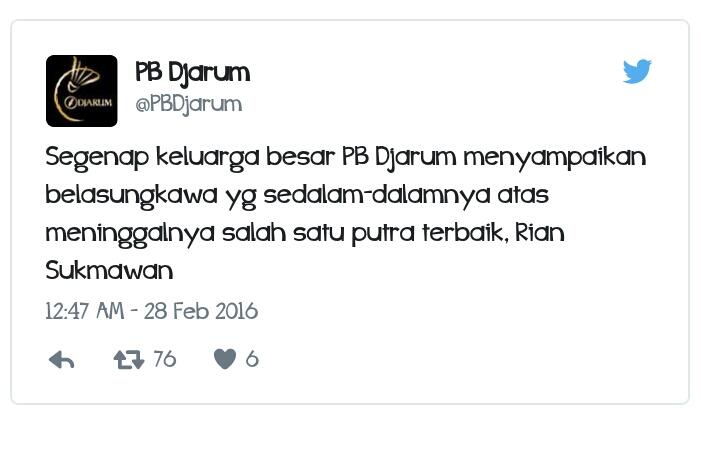 Selamat Jalan, Rian Sukmawan...