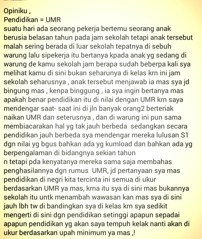 Opiniku (Pendidikan vs UMR)
