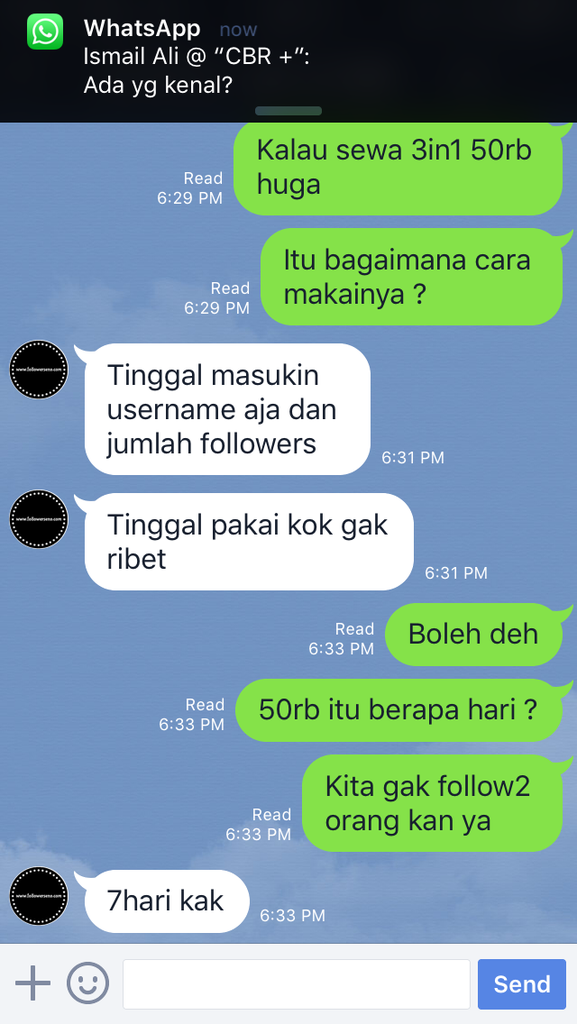 Hati hati penipuan jasa follower instagram+ pic