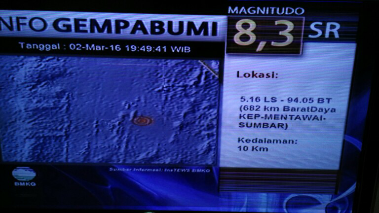 Hot news. Gempa 8,3 SR di Kep. Mentawai. Sumbar