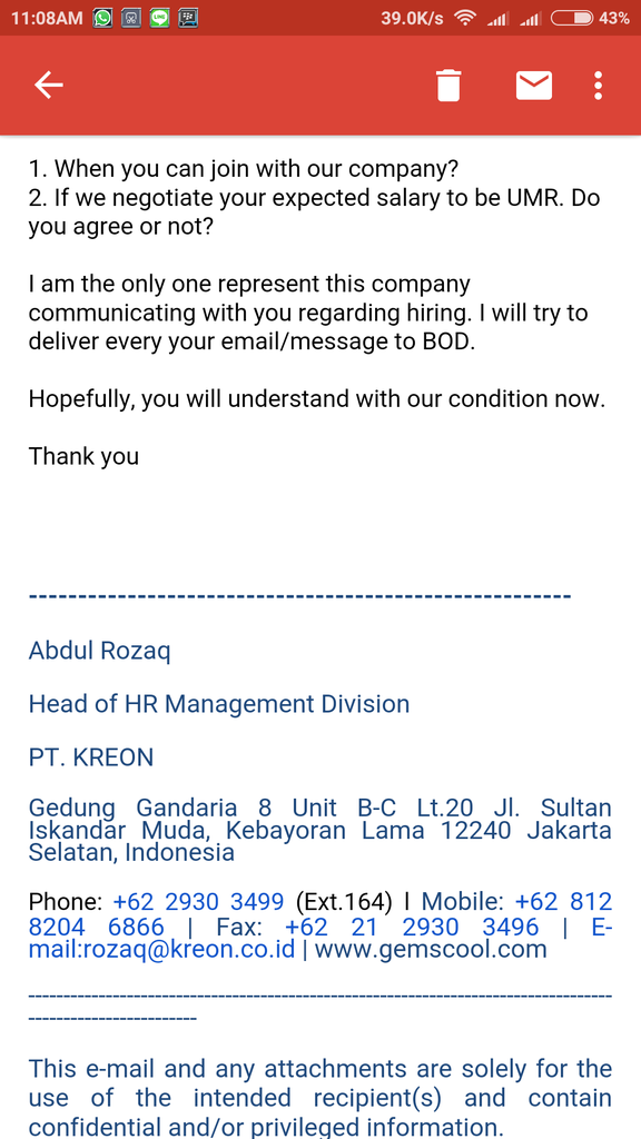 BAD MANAGEMENT HR PT. KR*ON Yang PHP in ane Job Offer Setelah Resign dari Kantor Lama