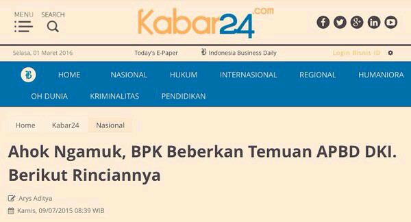 Komisioner KPK Basaria Panjaitan: Kasus RS Sumber Waras Belum Ada Unsur Korupsi